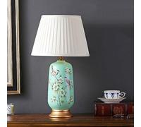 WLBHWL Lámpara De Mesa De Cerámica Pintada A Mano con Flores Y Pájaros Americanos De 24 ", Lámpara De Mesita De Noche para Dormitorio, Mesita De Noche con Pantalla De Tela para Lámparas