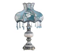 WLBHWL Lámpara De Mesa De Estilo Europeo De 55 Cm, Estilo Victoriano Clásico Con Pantalla De Tela Estampada Y Flecos De Cuentas, Ideal Para Dormitorio, Sala De Estar, Oficina Y Decoración.