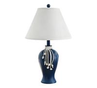 WLBHWL Lámpara De Mesa De Resina Azul De 55 Cm Para Sala De Estar, Dormitorio, Estilo Rústico Mediterráneo, Con Pantalla De Tela Blanca Y Estilo Costero (bombilla No Incluida).