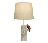 WLBHWL Lámpara De Mesa De Resina De 53 Cm Para Sala De Estar, Estilo Retro Rústico Con Decoración De Pájaro Rojo, Pantalla De Lino, Bombilla No Incluida.