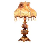 WLBHWL Lámpara De Mesa De Resina Estilo Europeo, Lámpara De Noche Victoriana Con Pantalla De Tela Con Flecos De Cuentas, Lámparas De Escritorio Vintage Marrones Para Dormitorio, Sala De Estar, Comedor