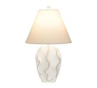 WLBHWL Lámpara De Mesa Moderna De Resina Para Sala De Estar Y Dormitorio, Lámpara De Noche Blanca Y Dorada Con Pantalla Cónica De Tela, Lámpara De Escritorio Contemporánea Para Mesitas De Noche