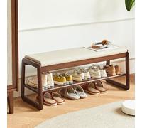 WLCNYL Banco Zapatero de 2 Niveles, Organizador de Zapatos de Madera Maciza, Moderno Banco Zapatero con Asiento Acolchado, soporta hasta 150 kg, Ideal para Entrada, Sala de Estar y Pasillo (100 x 3
