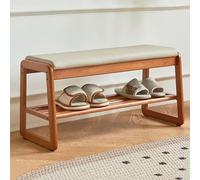 WLCNYL Banco Zapatero de 2 Niveles, Organizador de Zapatos de Madera Maciza, Moderno Banco Zapatero con Asiento Acolchado, soporta hasta 150 kg, Ideal para Entrada, Sala de Estar y Pasillo (80 x 34