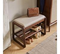 WLCNYL Banco Zapatero de 2 Niveles, Organizador de Zapatos de Madera Maciza, Moderno Banco Zapatero con Asiento Acolchado, soporta hasta 150 kg, Ideal para Entrada, Sala de Estar y Pasillo (55 x 34