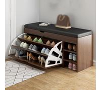 WLCNYL Banco Zapatero para Entrada, Moderno Zapatero con cajones abatibles, cojín de Cuero marrón, 80 x 30 x 51 cm (31 x 12 x 20 Pulgadas)
