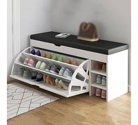 WLCNYL Banco Zapatero para Entrada, Zapatero Independiente con cojín de Cuero, Organizador Moderno para Zapatos con cajones abatibles para Armario o Pasillo (100 x 30 x 51 cm (39 x 12 x 20 Pulgada