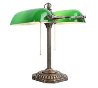 WLCNYL Lámpara de banquero de Doble Cabezal Estilo Art déco Vintage con Pantalla de Vidrio Verde Esmeralda y Base de latón, luminaria E27 para Interior de Sala de Estar, lámpara de Mesa Antigua clá