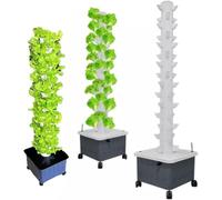 WLCNYL Sistema de acuaponía, Torre hidropónica de 15 Pisos y 45 Hoyos, Kit de Cultivo hidropónico para Interior, Torre con Bomba y Tanque de Agua móvil, Torre para hortalizas, Regalo para Amantes
