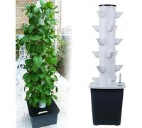 WLCNYL Sistema de Cultivo hidropónico en Torre de 30 cápsulas. Kit de Cultivo aeropónico para Hierbas, Frutas y Verduras con Bomba de hidratación, Adaptador, macetas de Red y Temporizador.