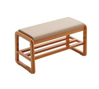 WLCNYL Zapatero de 2 Niveles, Organizador de Zapatos de Madera Maciza con Asiento Acolchado, pequeño Banco de Almacenamiento de Zapatos, Zapatero Moderno para Pasillo, Sala de Estar, Dormitorio, so