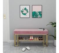 WLCNYL Zapatero tapizado en Terciopelo, Banco de Entrada de 2 Niveles con Estante de Almacenamiento, Moderno Banco de pie de Cama para Dormitorio, Organizador de Zapatos para Pasillo y Sala de Esta