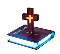 WLDOCA Lámpara de mesa cruzada Maglev adorno de cruz Led con Base brillante luz LED de la Biblia de bendición de Jesús para decoración del hogar y la Oficina regalos de cumpleaños,A,1