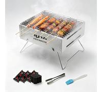 WLDOCA Parrilla de carbón portátil Plegable - Mini Barbacoa de Acero Inoxidable para 2-3 Personas Parrilla de Mesa compacta para Camping Picnic jardín y Uso Interior,A
