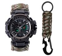 WLDOCA Reloj Paracord táctico al Aire Libre multifunción 50M Impermeable Reloj de Supervivencia con mosquetón brújula termómetro para Hombres y Mujeres,A