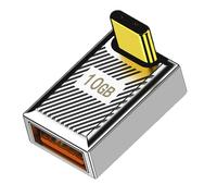 WLGQ Adaptador de carga USB 3.1 tipo C macho a hembra de 120 W, 10 Gbps, aleación de aluminio, carcasa de 90 grados, codo de ángulo recto