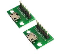 WLGQ Adaptador de prueba USB 2.0 Micro B hembra, placa PCB, conector de ruptura con cabezal de pin de 2,54 mm, herramienta de reparación/prototipado (paquete de 2)