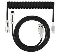 WLGQ Cable Bobina Teclado USB tipo C, Cable USB C a USB A para Teclado de Juego 1.83 m (negro)