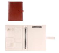 WLH Alexanders Carpetas Carpeta portapapeles de Piel sintética A4 con 4 Anillas, portafolio Profesional for reuniones y presentaciones de Negocios. plegadoras