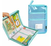WLH Alexanders Carpetas Organizador de Documentos A4 - Carpeta Impermeable de 4 Capas con Apertura de 180 Grados, Bolsa de PVC Transparente con Cremallera for la Escuela y la Oficina plegadoras(BLU)