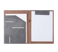 WLH Alexanders Carpetas Portafolio de Cuero sintético, tamaño Carta A4, Bloc de Notas for Negocios, Escuela, Oficina y conferencias. plegadoras(Grey)