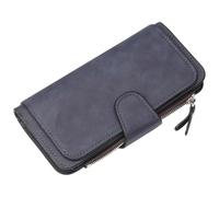 WLH Alexanders Cartera Grande Compatible with Mujer con Bolsillo con Cremallera, Tarjetero Delgado, Monedero de Viaje gestión de Efectivo, Carteras de Cuero Mujer, 3 Pliegues(Donker Blauw)
