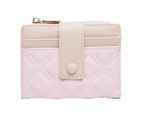 WLH Alexanders Cartera pequeña de Cuero for Mujer, Plegable, con Cremallera, Tarjetero, Ventana for identificación, Forma de rombo.(Rose)