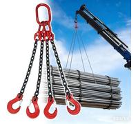 WLH Alexanders Eslinga de cadena resistente de 4 patas con ganchos for levantar carga y equipo pesado, solución duradera y confiable(6614 Lbs (3 T),3.3ft(1m))