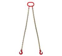 WLH Alexanders Eslinga de elevación de 2 patas G80 con gancho de 1 m por pata galvanizada en amarillo for aparejos y manipulación de materiales(3T)