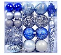 WLH Alexanders Juego de Adornos navideños irrompibles for árbol de Navidad, Bolas Decorativas a Granel, for Colgar en el árbol de Navidad, decoración navideña, 2 Cajas(BLU)