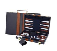 WLH Alexanders Juegos Grandes Juegos de Backgammon for Adultos, Juegos de Mesa clásicos for 2 Jugadores, Adultos y niños, Estuche de Piel sintética de Calidad. ajedrez(BLU,15inch)