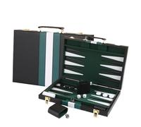 WLH Alexanders Juegos Grandes Juegos de Backgammon for Adultos, Juegos de Mesa clásicos for 2 Jugadores, Adultos y niños, Estuche de Piel sintética de Calidad. ajedrez(Groen,15inch)