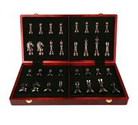 WLH Alexanders Juegos Juego de ajedrez de Metal Retro con Tablero de Madera Plegable y Piezas estándar clásicas Hechas a Mano for niños y Adultos. ajedrez(52 * 52cm)