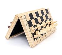 WLH Alexanders Juegos Juego de ajedrez magnético de Madera, Tablero de ajedrezs Plegable de Viaje con Ranuras de Almacenamiento for Principiantes y Adultos. ajedrez(34 * 34cm)