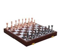 WLH Alexanders Juegos Juego de ajedrez magnético de Viaje, Grande, de Metal, de Lujo, de aleación Retro, for Adultos, portátil, con Caja de Almacenamiento, Plegable. ajedrez(Rose Gold+Black)