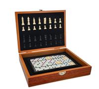 WLH Alexanders Juegos Juego de ajedrez Plegable de Madera for Viajes Juego de Mesa for niños y Adultos Incluye ajedrezs dominó y Otros Juegos de Mesa. ajedrez(Color1)