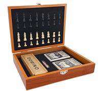 WLH Alexanders Juegos Juego de ajedrez Plegable de Madera for Viajes, Juego de Mesa for niños y Adultos dominó y Cartas. ajedrez(Color2)