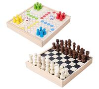 WLH Alexanders Juegos Juego de Mesa de Madera 2 en 1, clásico, portátil, for Viajes (+ ajedrez Volador for niños y Adultos) ajedrez