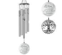 WLH Alexanders Red de Captura de sueños Campanas de Viento de condolencias por la pérdida de un ser Querido, Regalos inspiradores y conmemorativos, campanillas de Viento(26“-Silver)