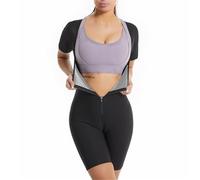 WLH Alexanders Women Sauna Suit Sweat Shirt Slimming Vest Hot Top Jumpsuit Shapewear Tummy Control Bodysuit Front Zipper(PU silver coating,2XL)