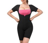 WLH Alexanders Women Sauna Suit Sweat Shirt Slimming Vest Hot Top Jumpsuit Shapewear Tummy Control Bodysuit Front Zipper(PU blue coating,L)