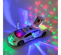 WLHBF Coche de juguete de policía niños con luces de apertura automática puertas vehículo luz sonido de juguete coche de policía para niños niñas a partir de 3 4 5 6 años cumpleaños