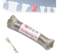 WLHFDC 30 m de cuerda para tender extrafuerte con núcleo de acero y revestimiento de plástico, resistente a la rotura, resistente a la rotura, capacidad de carga de 120 kg, cuerda de lavandería