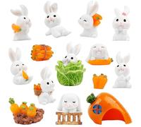 Wlicon 16 mini figuras de conejo de Pascua, mini conejos de resina, figuras de resina de Pascua, decoración de fiesta para celebración de festivales de primavera