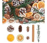 Wlicon Decoración para hacer coronas de Navidad, piña natural, palitos de canela, rodajas de naranja seca, anís estrellado, bellotas para manualidades para Navidad, relleno de jarrón, manualidades