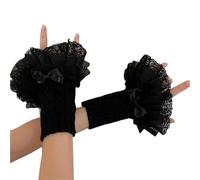 WLIHDB PuñOs De Encaje 3 pares de puños elásticos con volantes y encaje floral for suéteres calentadores muñecas Para Mujer(Black)