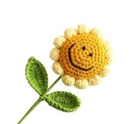 WLIHDB Ramo de Flores de Crochet Ramo de Flores Artificiales Punto Girasol 2 Piezas, Tejido a Mano, decoración Creativa Lana para Cumpleaños, Boda(Color2)