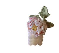 WLIHDB Ramo de Flores de Crochet Ramo de peonías Ganchillo Hecho a Mano, 2 Unidades, Lana, Tejido a, Flores Artificiales imitación para Cumpleaños, Boda(Color1)