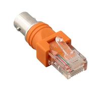 Wlinfetity Adaptador de acoplador coaxial RF hembra a RJ45 macho, conector estilo BNC compatible con herramientas de búsqueda de línea, construcción de plástico y metal, diseño enchufable de 8 pines