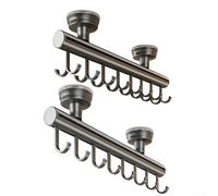 Wlinfetity Barra de valet para armarios, organizador de armario extraíble de 15 pulgadas con ganchos 8/16, aluminio y ABS, colgador deslizante para ahorrar espacio para prendas (doble)